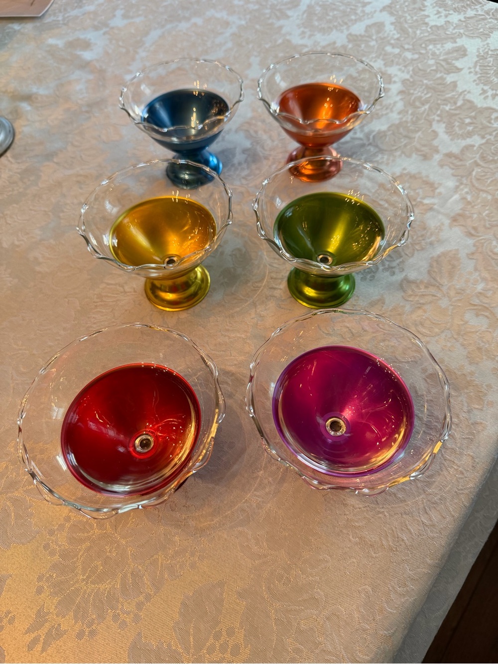 Colored Glass Dessert Bowls - Set of 6 - Picture 7 of 7